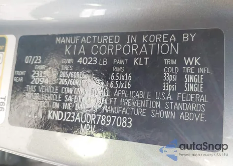 2024 Kia Soul Lx z USA, uszkodzony, nr VIN KNDJ23AU0R7897083